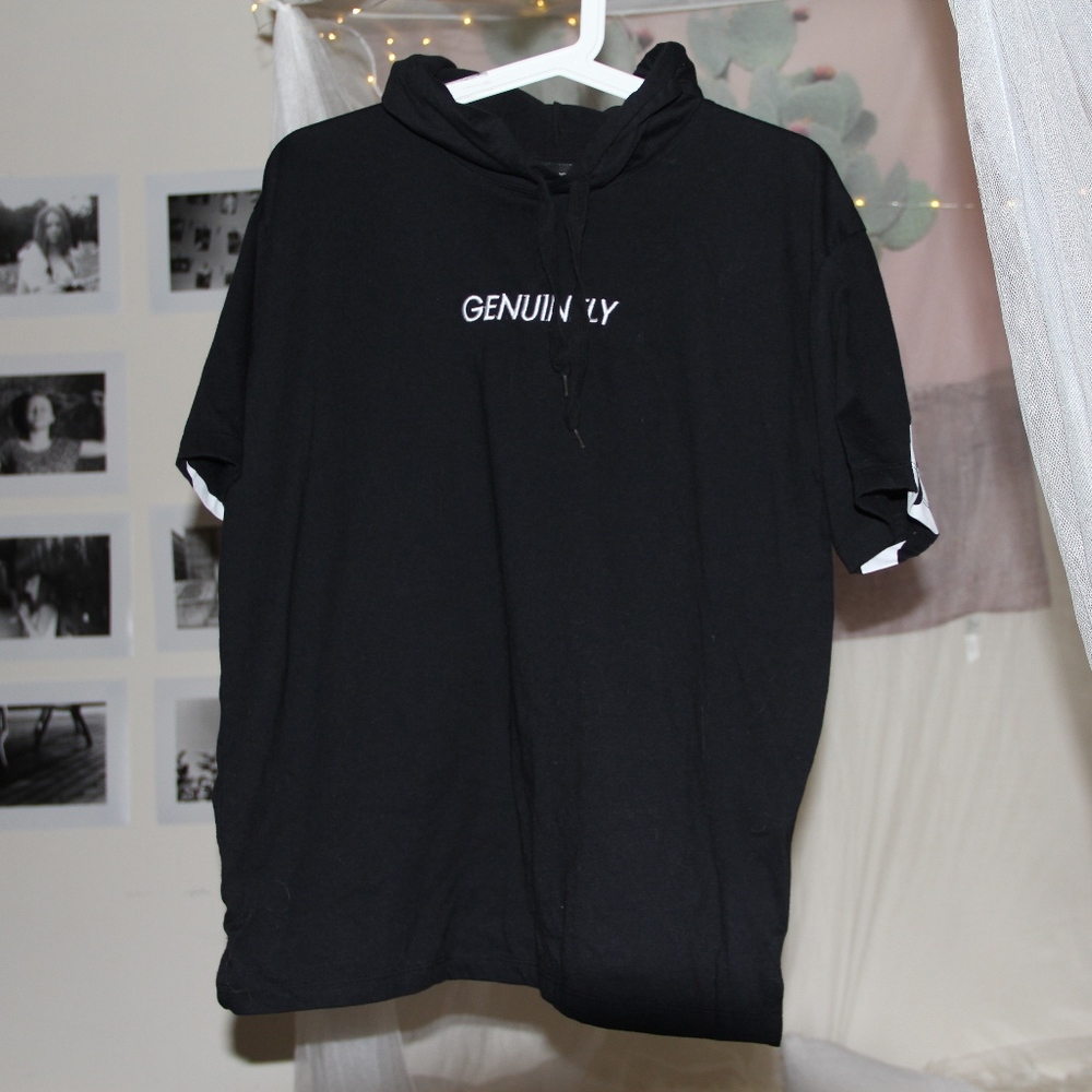 Thick Black T-Shirt Hoodie